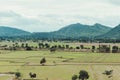 Agriculture field summer day and cloud rainy Royalty Free Stock Photo