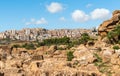View of Agrigento town from the Temples Valley Archaeological Park, Sicily Royalty Free Stock Photo