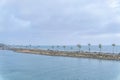 View of Agua Hedionda Lagoon near the beach and road in the middle at Carlsbad, San Diego, CA