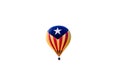 View of the air balloon with the Estelada flag flying in a cloudy flag during the European flag