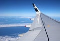 Wing of Air New Zealand jet aircraft in flight