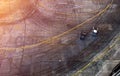 A view from the air racing battle drift car with a lot of smoke Royalty Free Stock Photo