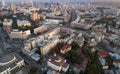 A view from the air to the central street of Kiev - Khreshchatyk, the European Square, Independence Square, Stalin and Royalty Free Stock Photo