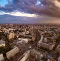 A view from the air to the central street of Kiev - Khreshchatyk, the European Square, Independence Square, Stalin and Royalty Free Stock Photo