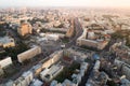 A view from the air to the central street of Kiev - Khreshchatyk, the European Square, Independence Square, Stalin and Royalty Free Stock Photo