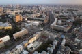 A view from the air to the central street of Kiev - Khreshchatyk, the European Square, Independence Square, Stalin and Royalty Free Stock Photo