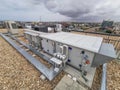 View of air ventilation ducts, extraction and insufflation, HVAC system, on the building roof