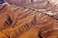 View from the aircraft to the mountains of the Himalaya