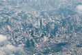 View from airplane cityscape Bangkok skyline, Thailand. Bangkok is metropolis and favorite of tourists live at between modern