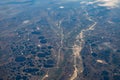 View from airplane on Earth surface. Royalty Free Stock Photo