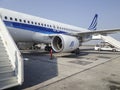 View of airplane in taxiway or, apron after completing its flight