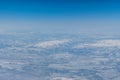 Aerial view of the Siberian hills and mountains covered with snow in the tundra. Royalty Free Stock Photo