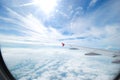 View from airplane window on the aircraft wing Royalty Free Stock Photo