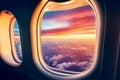 View from an airplane window, from an airplane cabin Royalty Free Stock Photo