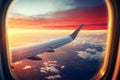 View from an airplane window, from an airplane cabin Royalty Free Stock Photo