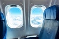 View from an airplane window, from an airplane cabin Royalty Free Stock Photo