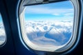 View from an airplane window, from an airplane cabin Royalty Free Stock Photo