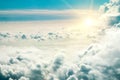 View from the airplane window at the clouds. Royalty Free Stock Photo