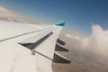 View from airplane window at high altitude, turbines about Africa Royalty Free Stock Photo