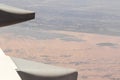 View from airplane window at high altitude, turbines about Africa Royalty Free Stock Photo