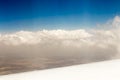 View from airplane window at high altitude, turbines about Africa Royalty Free Stock Photo