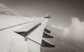 View from airplane window at high altitude, turbines about Africa Royalty Free Stock Photo