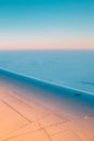 View From Airplane Window. Window Seen Beautiful Sunset Sunrise Royalty Free Stock Photo