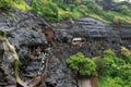 The view of Ajanta caves, the rock-cut Buddhist monuments