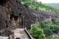 The view of Ajanta caves, the rock-cut Buddhist monuments