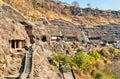 View of the Ajanta Caves. UNESCO world heritage site in Maharashtra, India