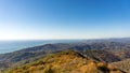 View from Akhun mountain. Black Sea and bright blue sky. Sochi, Russia Royalty Free Stock Photo