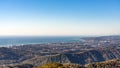 View from Akhun mountain. Black Sea and bright blue sky. Sochi, Russia Royalty Free Stock Photo