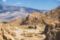 View of Alabama Hills, famous filming location rock formations near the eastern slope of Sierra Nevada, Owens Valley, west of Lone