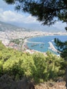 View from Alanya city Turkey - kale - Alanya harbor Royalty Free Stock Photo
