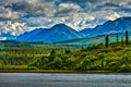 View of Alaskan Mountain Range in Denali National Park, Alaska Royalty Free Stock Photo