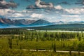 View of Alaskan Mountain Range in Denali National Park, Alaska Royalty Free Stock Photo