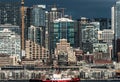 View of Alaskan Way and Pike Place Market from Alki Beach. Seattle Waterfront. Royalty Free Stock Photo