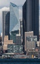 View of Alaskan Way and Pike Place Market from Alki Beach. Seattle Waterfront. Royalty Free Stock Photo