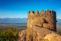 part of the city wall with fortified tower in historical town Signagi, Kakheti region, Georgia Royalty Free Stock Photo