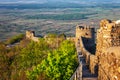 part of the city wall with fortified tower in historical town Signagi, Kakheti region, Georgia Royalty Free Stock Photo