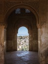 View of the Albaicin district of Granada from the window of the Alhambra palace Royalty Free Stock Photo