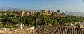 A view from the Albaicin, Granada, Spain towards the Alhambra Palace and the Sierra Nevada mountains in the distance Royalty Free Stock Photo