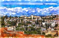 A view of Albaicin and Sacromonte districts. Granada, Andalusia, Spain.