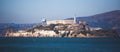 View of Alcatraz Island with famous prison in San Francisco Bay Area, California, United States, summer sunny day Royalty Free Stock Photo