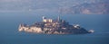 View of Alcatraz Island with famous prison in San Francisco Bay Area, California, United States, summer sunny day Royalty Free Stock Photo