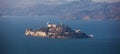 View of Alcatraz Island with famous prison in San Francisco Bay Area, California, United States, summer sunny day Royalty Free Stock Photo