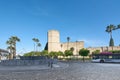 View of the Alcazar de Jerez 11th century fortress of Islamic origin in the town of Jerez de la Frontera. Royalty Free Stock Photo