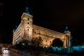 View of the Alcazar of Toledo at night in Toledo Spain Royalty Free Stock Photo