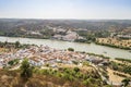 View of Alcoutim in Portugal and Sanlucar de Guadiana in Spain Royalty Free Stock Photo