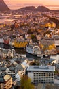 View of Alesund at sunset Royalty Free Stock Photo